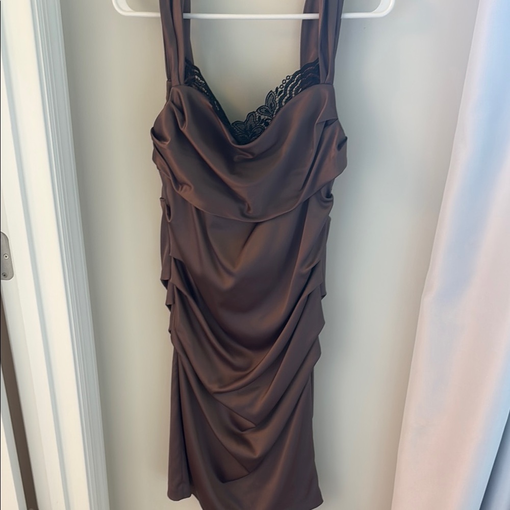 The Limited Chocolate Brown Draped Mini Dress